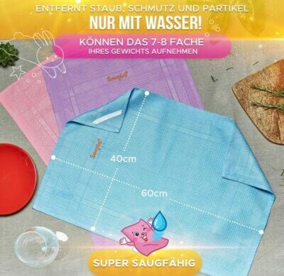 Swoopies® - Premium Mikrofasertücher für streifenfreie Reinigung in Küche, Bad & Auto. Entdecke die Magie!