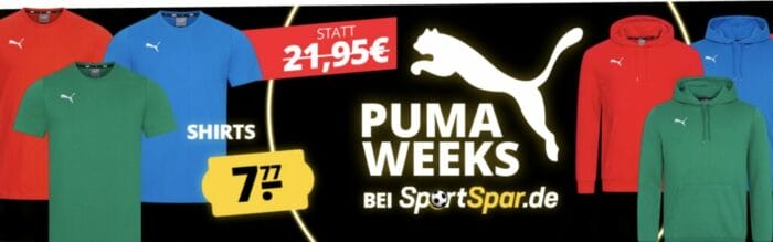 Puma Angebote Week bei SportSpar: Bis zu 80% Rabatt auf Sportswear und Accessoires. Jetzt Qualität sichern!