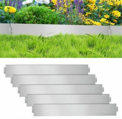 "Ikodm Rasenkante aus Metall: Langlebig, flexibel formbar, wetterbeständig. Perfekt für Garten, Hof. In Silber/Schwarz, 5m-50m."