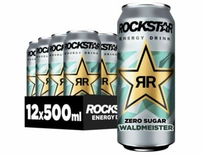 Rockstar Energy Drink Waldmeister: Einzigartiger Geschmack, Energiekick für Aktive. 12 x 500ml, koffein- und taurinhaltig.