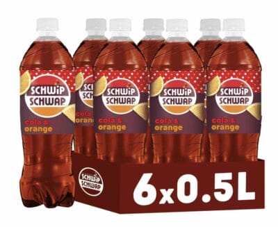 SCHWIPSCHWAP: Koffeinhaltige Cola mit Orangengeschmack in recycelten Flaschen. Erfrischung für unterwegs und zu Hause!