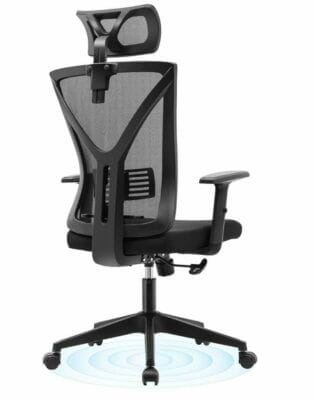 Ergonomischer Bürostuhl: Höhenverstellbar, mit 2D-Kopfstütze und Lendenwirbelstütze für maximalen Komfort.
