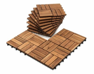 Joparri Akazien-Holz Terrassenfliesen - 30x30 cm, wetterfest, leicht zu verlegen, für Terrasse, Balkon und Garten. 