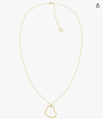 Tommy Hilfiger Halskette für Damen: Edelstahl mit Gelbgold-Beschichtung, Kristallherzanhänger, 55,8 cm, Karabinerverschluss. Eleganter Schmuck.
