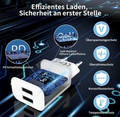 4er Pack USB-Ladegerät: Kompakt, leistungsstark und vielseitig - für iPhone, Samsung und Android-Geräte.