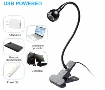 UV Lampe für Gelnägel: Flexibler Schwanenhals, stabile Klemme, USB-Strom, langlebig. Ideal für Maniküre und mehr.