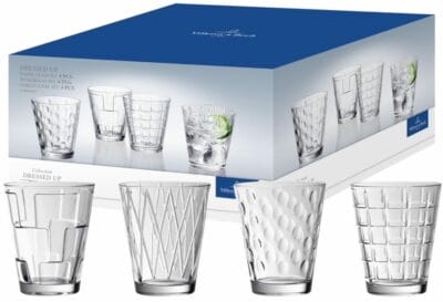 Stilvoll genießen: Villeroy & Boch Dressed Up Wasserglas Set, Kristallglas, spülmaschinenfest, 4 teilig.