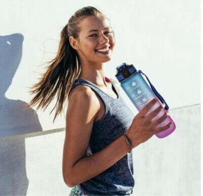 32 Oz Wasserflasche: Motiviere dich zum Trinken mit Time Marker. Auslaufsicher und BPA-frei. Ideal für Fitness!