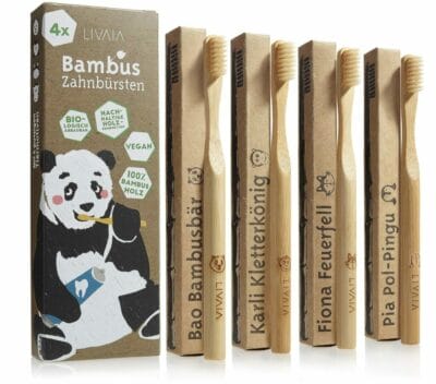Bambus Zahnbürsten von LIVAIA im 4er Set