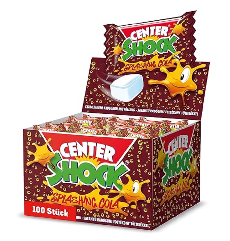 Center Shock Splashing Cola, Box mit 100 Kaugummis, extra-sauer mit Cola-Geschmack – 41% Rabatt