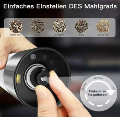 elektrische Salz- und Pfeffermühle mit keramikmahlwerk