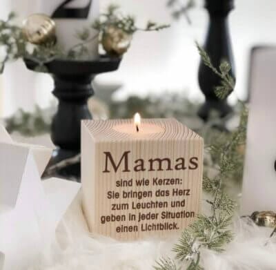 KATINGA Teelichthalter mit Spruch für die mama