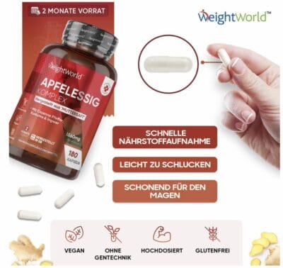 Apfelessig Kapseln Erklärung der Inhaltsstoffe
