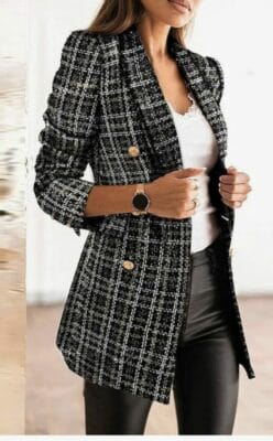 TTFDJG Boucle Jacke Damen: Zeitlose Eleganz für den Übergang von Frühling bis Business Casual.