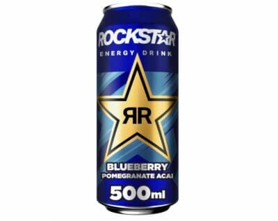 Rockstar Energy Drink Blueberry: Erfrischung und Energiekick, 12 x 500ml, ideal für unterwegs, koffeinhaltig.