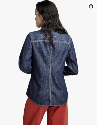 G-STAR RAW Damen Jeanshemd Core R Wmn in Schwarz: gerippter Ausschnitt, moderne Bündchen, stilvolle Stickerei.