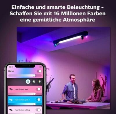 "Philips Hue Centris: 4-Spot Deckenlampe, 16 Mio. Farben, Sprach/App-Steuerung, einfache Installation."