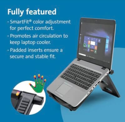 Steigere Komfort und Ergonomie mit dem Kensington Easy Riser Laptopständer – ideal für mobiles Arbeiten.