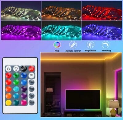 Herrselsam LED Strip: RGB, 1M, 30 LEDs, mit Fernbedienung, flexibel, schneidbar, sicher, für vielseitige Beleuchtung.