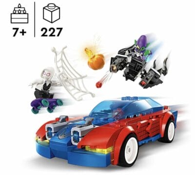 LEGO Marvel Spider-Man Rennauto & Venom: Baubares Auto, Superhelden-Duelle, kreatives Rollenspiel, perfektes Geschenk für Kinder.