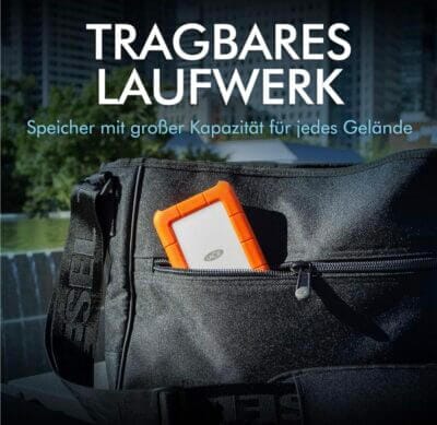 LaCie Rugged Mini 2TB: Robuste, tragbare Festplatte für PC & Mac, USB-C, inkl. 2 Jahre Rescue Service.