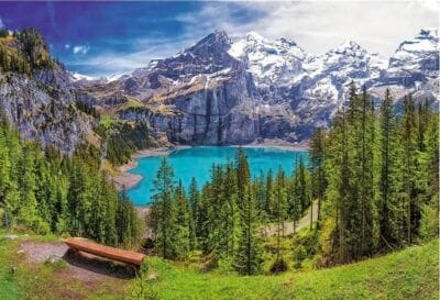 Trefl Puzzle Oeschinensee, Alpen, 1500 Teile: Tauche ein in die Schönheit der Schweiz, Premium-Qualität.