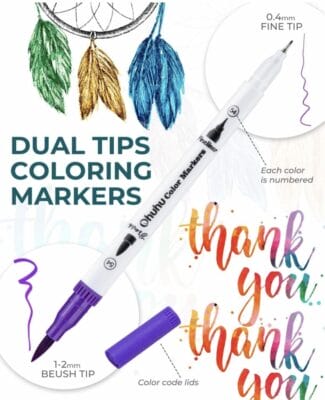 Entfalte Kreativität mit dem Ohuhu Brush Pen Set: 100 Farben, dual Spitzen, ideal für Aquarelleffekte.