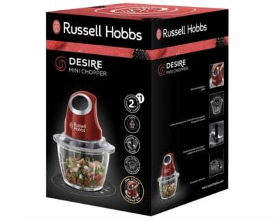 Erleichtere deine Küchenarbeit mit dem Russell Hobbs Zerkleinerer: Einfach, effizient und stilvoll in Desire Rot.