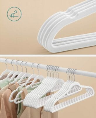 SONGMICS Samt-Kleiderbügel 50er Set: Rutschfest, platzsparend, robust, für Mäntel und Hosen, mit Krawattenstange.