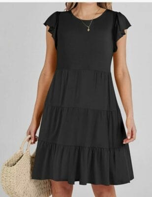 Sommerkleid Damen: Elegantes Midi-Kleid mit Rüschenärmeln für Strand, Freizeit und mehr. Stilvoll und vielseitig.