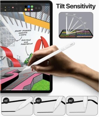 "Stift Pencil für iPad: Neigungserkennung, Handballenabstoßung, schnelles Aufladen, ideal für Zeichnen und Notieren."