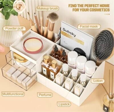 "Subsky Makeup Organizer: Elegante Aufbewahrung für Kosmetik, Schmuck und mehr. Einfach, praktisch und stilvoll."