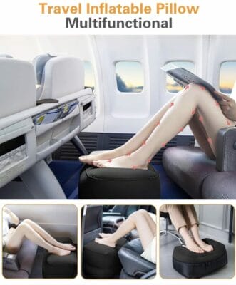 Sunany Aufblasbares Fußstützenkissen, höhenverstellbar, ideal für Reisen, Büro und Zuhause, für Kinder und Erwachsene.