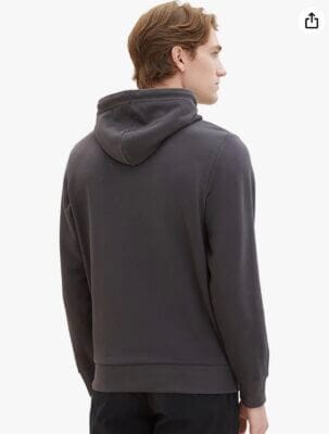 "TOM TAILOR Herren Hoodie: Stilvoller Komfort, Logo-Print, ideal für Herbst bis Frühling, in Tarmac Grey."