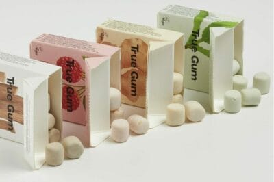 Probier True Gum: Umweltfreundliche, biologisch abbaubare Kaugummis in vier köstlichen Sorten im Probierset.