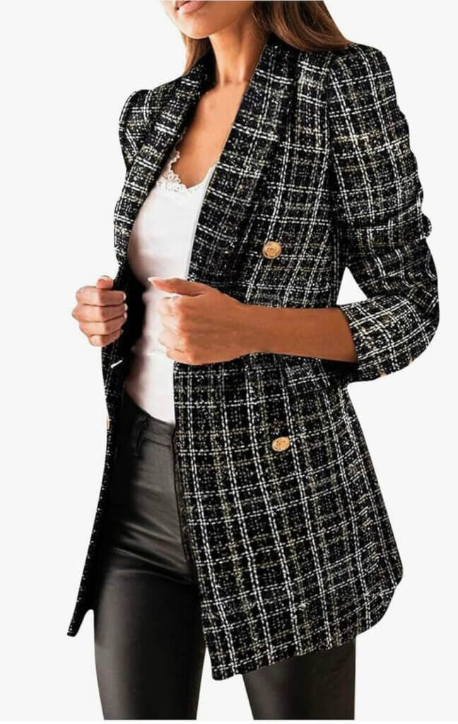 TTFDJG Damen Tweed Vintage Blazer – 50% Rabatt