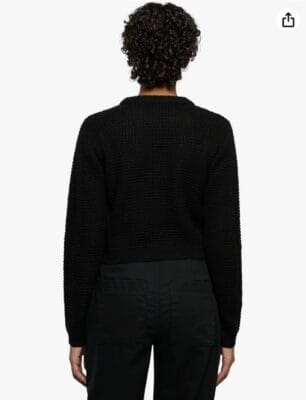 Urban Classics Damen Sweatshirt: Short Waffle Sweater in Schwarz, hoher Tragekomfort, modische Rippbündchen, vielseitig.