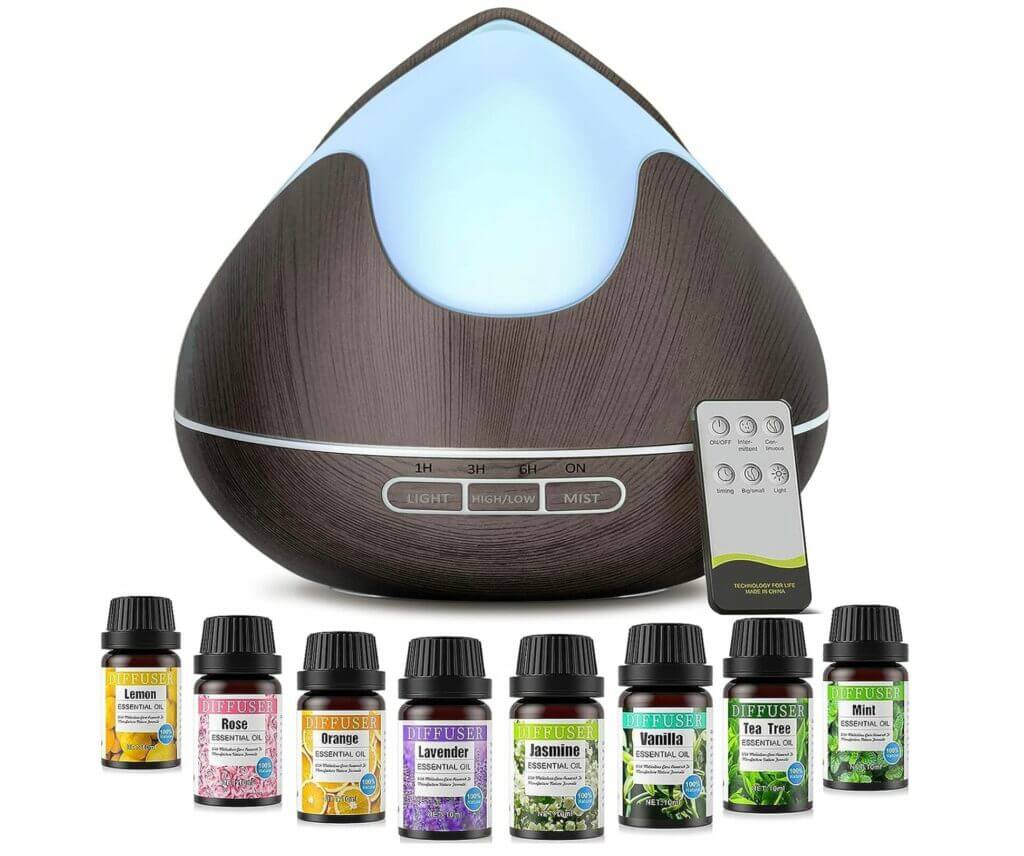 500ml Aroma Diffuser mit 8 verschiedenen Ölen – 44% Rabatt