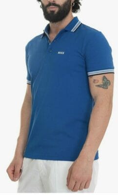 BOSS Green Herren Poloshirt in blau mit Kragen