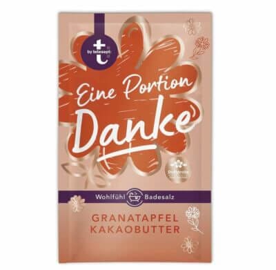 t: by tetesept Badesalz "Eine Portion Danke": Granatapfel und Kakaobutter, 10er Pack, verwöhnend und pflegend.