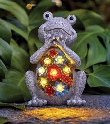 Frosch Gartenfiguren mit Solarlampen