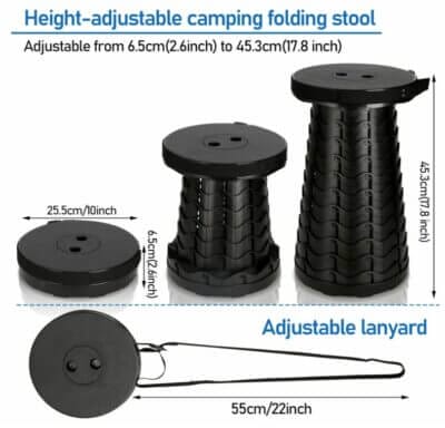 Tragbarer Klapphocker Tragbarer Klapphocker in schwarz