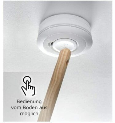 Rauchwarnmelder mit Bedienung vom Boden aus möglich