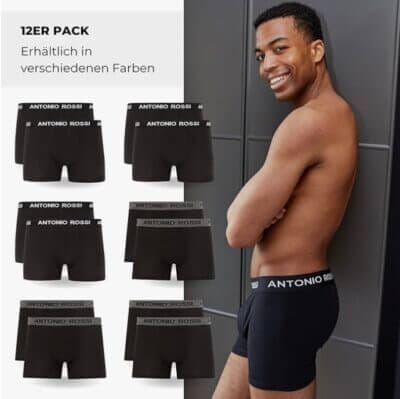 ANTONIO ROSSI Herren-Boxer-Hipster: Ultimativer Komfort mit gekämmter Baumwolle und ergonomischem Support im 12er-Pack.