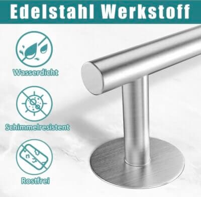 AUZONIMICS Set mit Handtuchhalter und Toilettenständer: Edelstahl, verstellbar, ohne Bohren, stark haftender 3M-Klebstoff.
