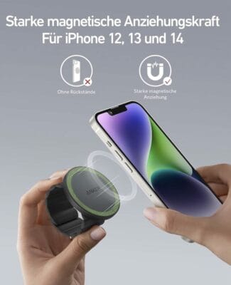 Anker Magnetic Phone Grip (MagGo): Sicherer Halt, schweißbeständig, für iPhone 14/13/12, mit flexiblem Riemen.
