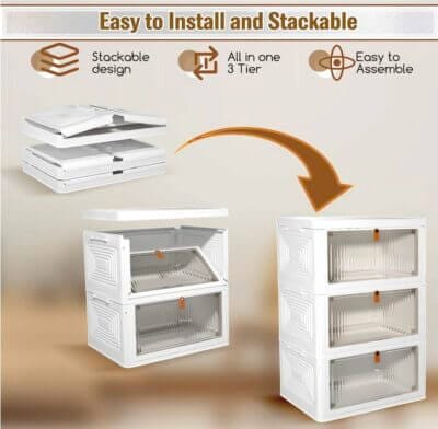 23 Qt Kunststoff-Aufbewahrungsbehälter: 3 Ebenen, stapelbar, mit Deckel, ideal für Büro und Zuhause.