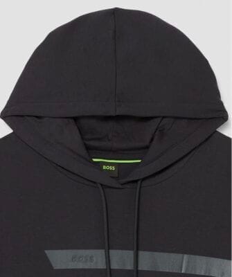 BOSS Herren Soody 1 Hoodie in Dark Blue: sportive Streifen, Logo-Print, bequem und stilvoll.