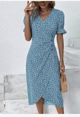 Damen Sommerkleid Wickelkleid 