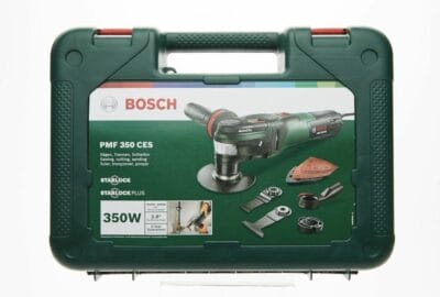 Bosch PMF 350 CES Multifunktionswerkzeug: Vielseitig, 350 Watt, Starlock, präzises Arbeiten, inklusive umfangreichem Zubehör.